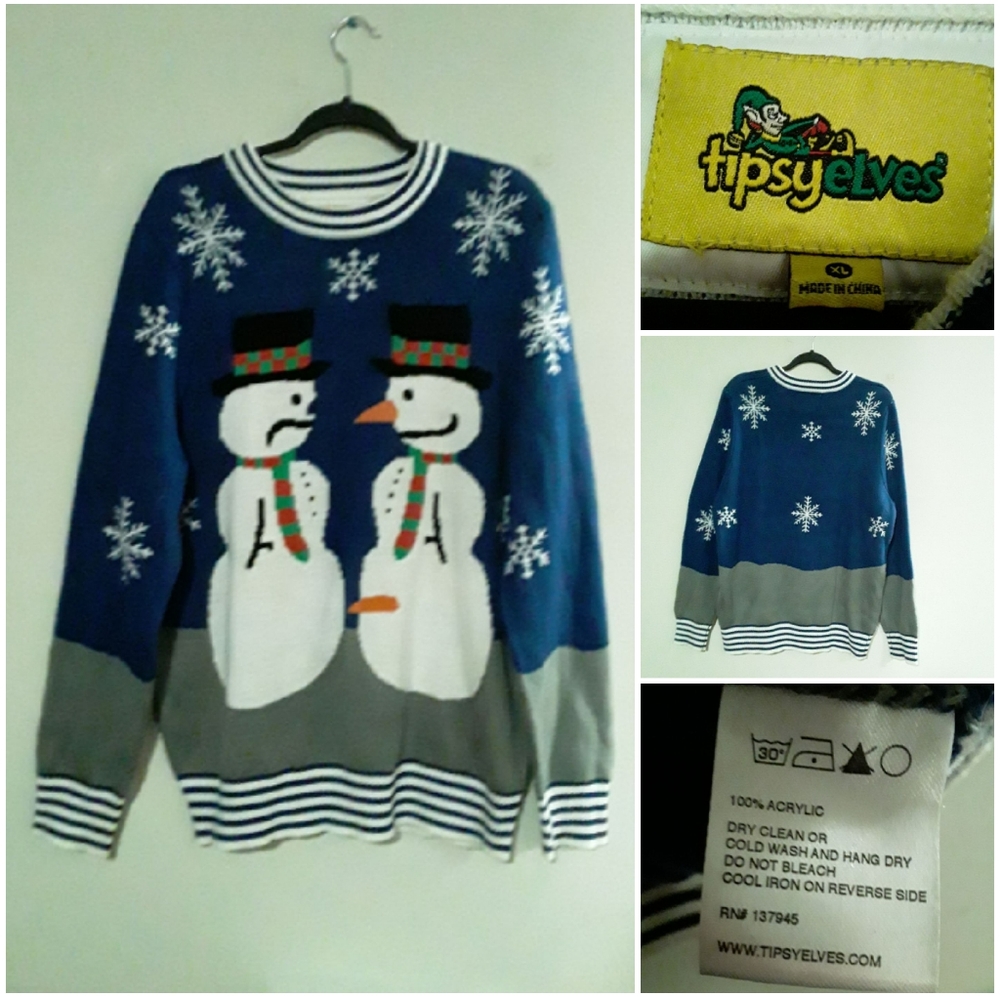 Tipsy Elves Men/Unisex XL Hilarious Inappropriate Snowman Ugly Christmas Sweater
